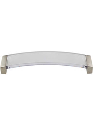 Positano Clear Arched Pull - 6 3/8 inch Center-to-Center in Satin Nickel/Clear.